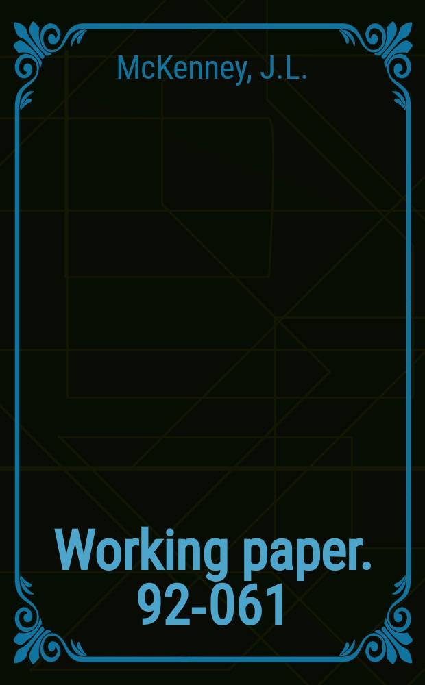 Working paper. 92-061 : Developing a common machine language ...