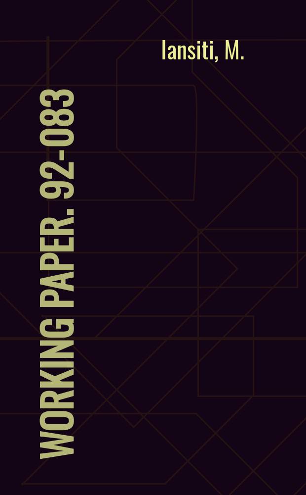 Working paper. 92-083 : Science-based product development