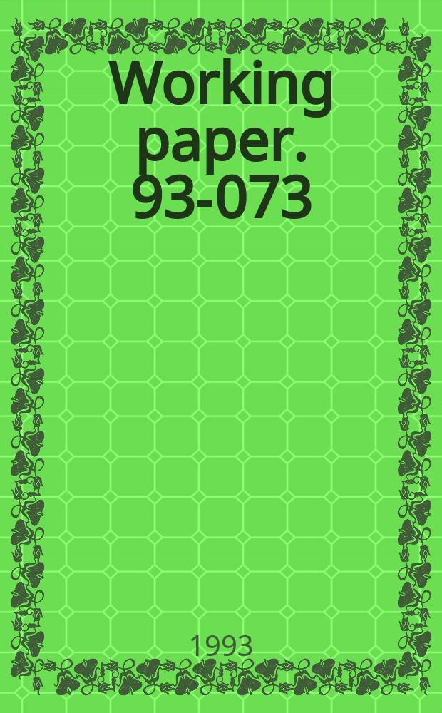 Working paper. 93-073 : Value-based business strategy