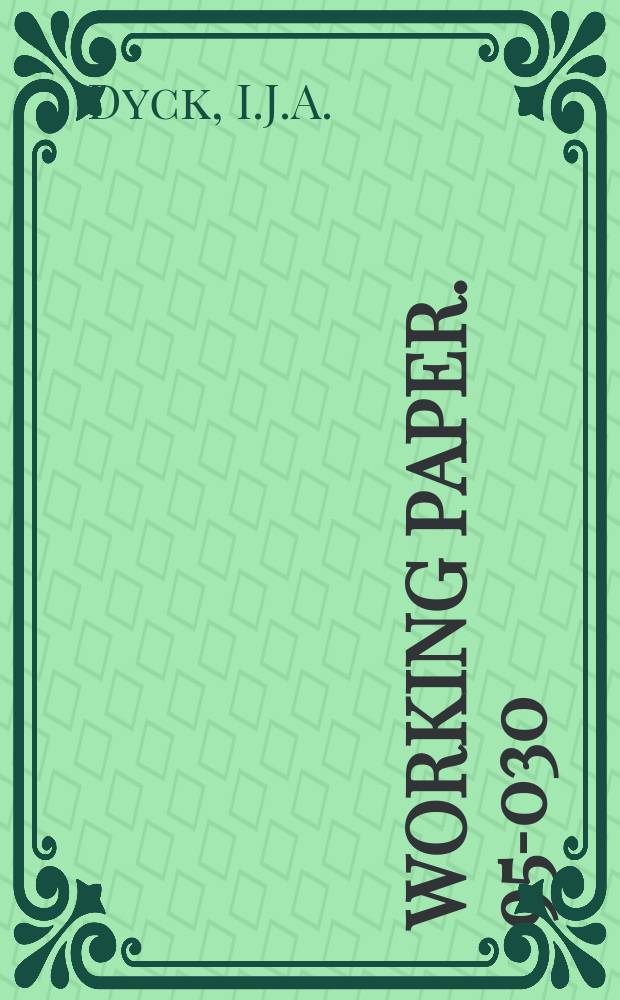 Working paper. 95-030 : Privatization in Eastern Germany