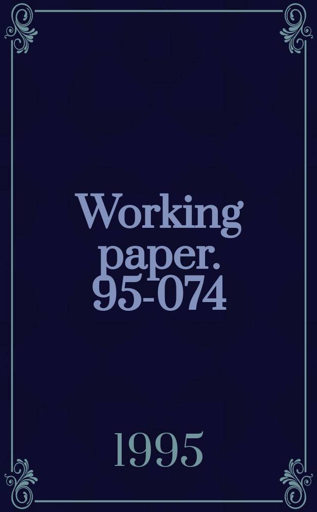 Working paper. 95-074 : Financial programming