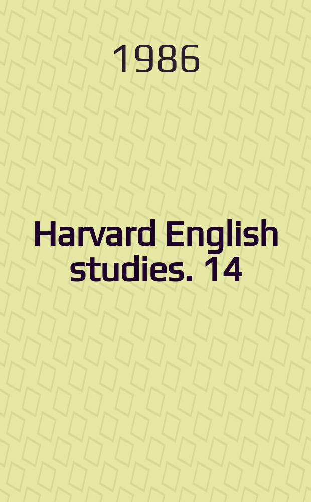 Harvard English studies. 14 : Renaissance genres
