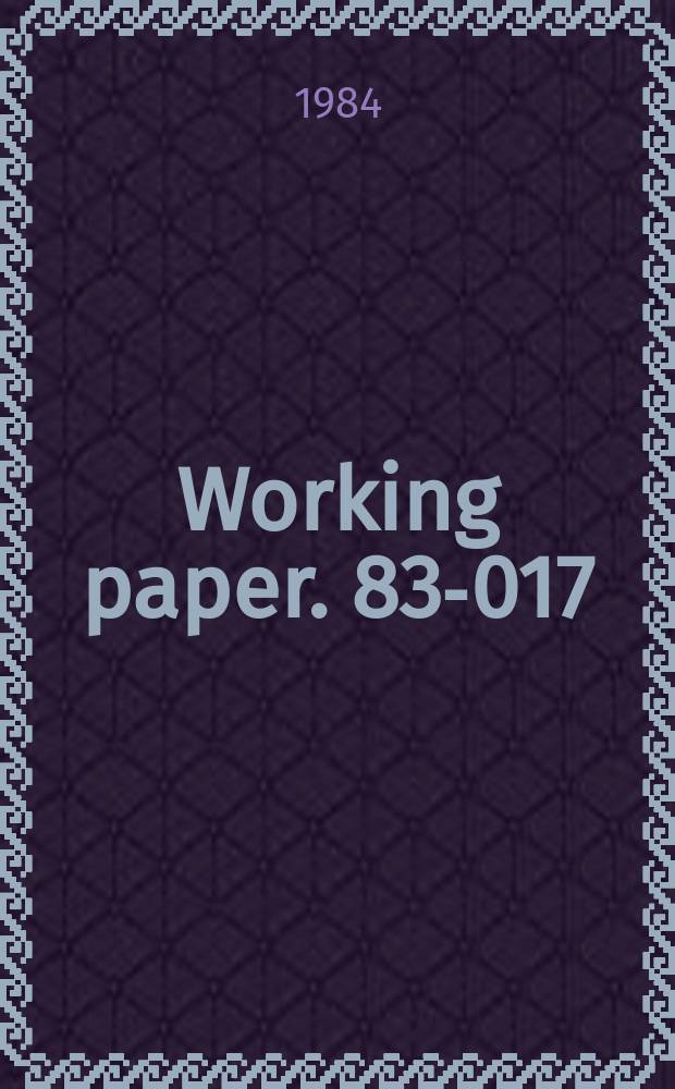 Working paper. 83-017 : Manager's knowledge structures