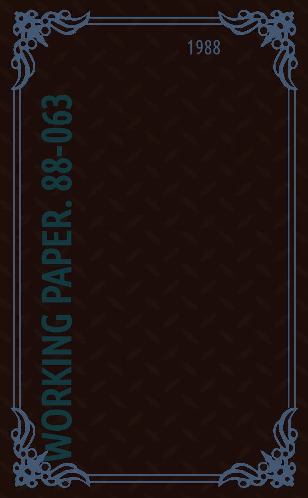 Working paper. 88-063 : An evaluation cost model ...