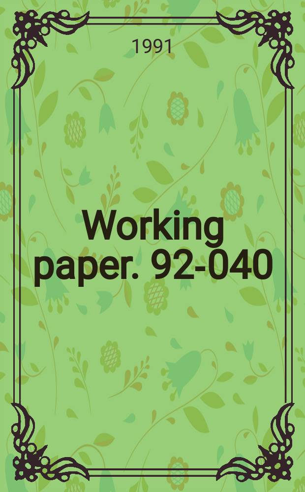 Working paper. 92-040 : Distributed innovation ...