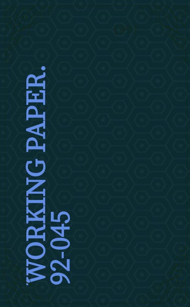 Working paper. 92-045 : Market discipline ...