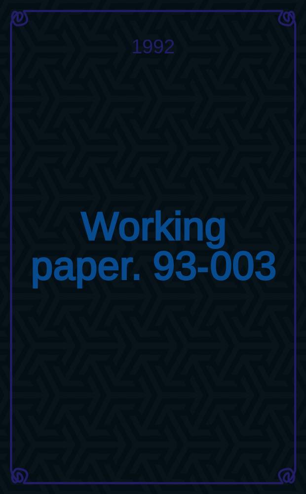 Working paper. 93-003 : When managers cover their ...