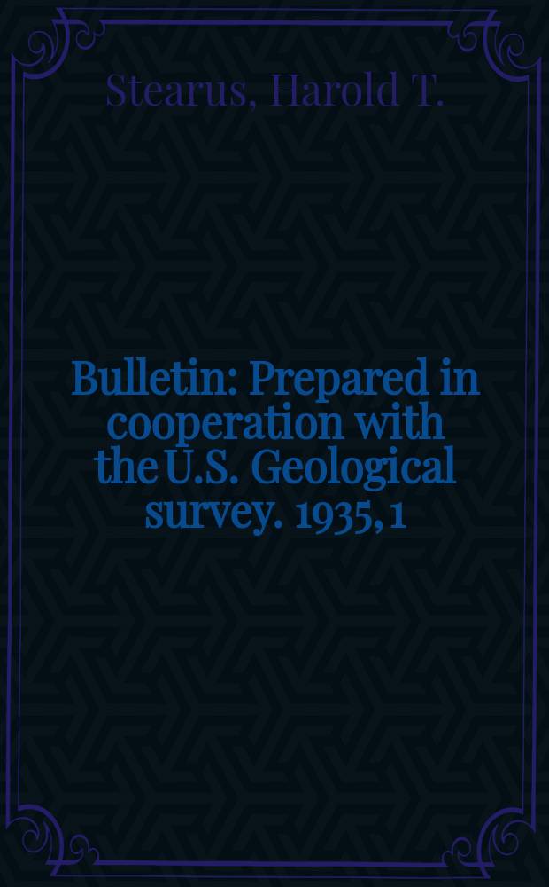 Bulletin : Prepared in cooperation with the U.S. Geological survey. 1935, 1 : Geology and ground-water resources of the island of Oahu, Hawaii
