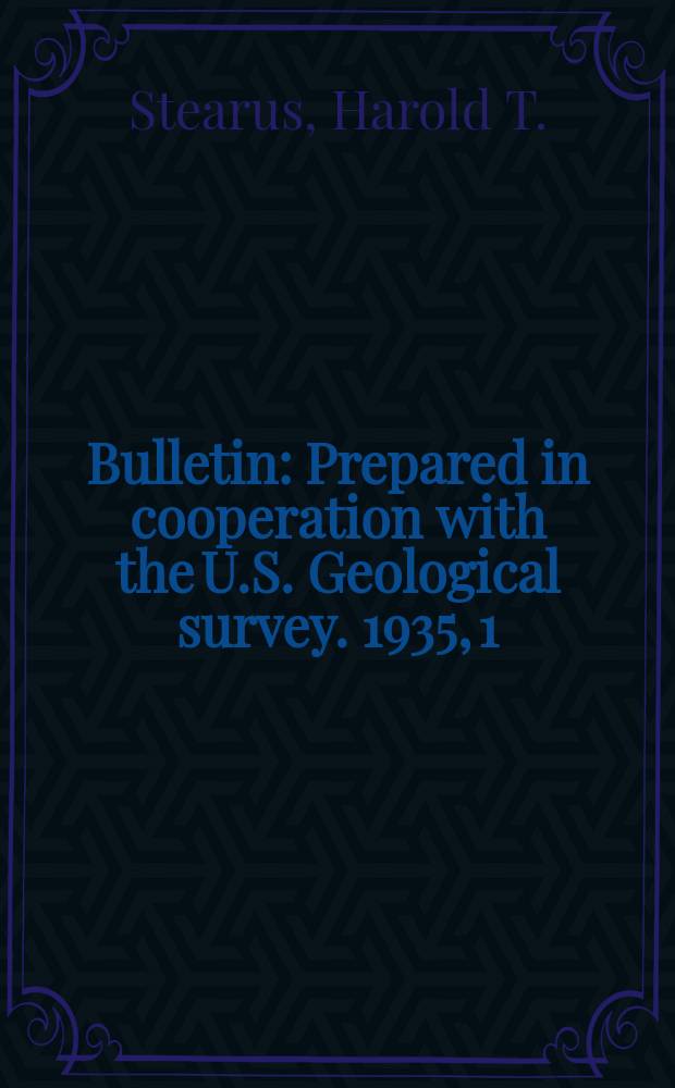Bulletin : Prepared in cooperation with the U.S. Geological survey. 1935, 1 : Geology and ground-water resources of the island of Oahu, Hawaii