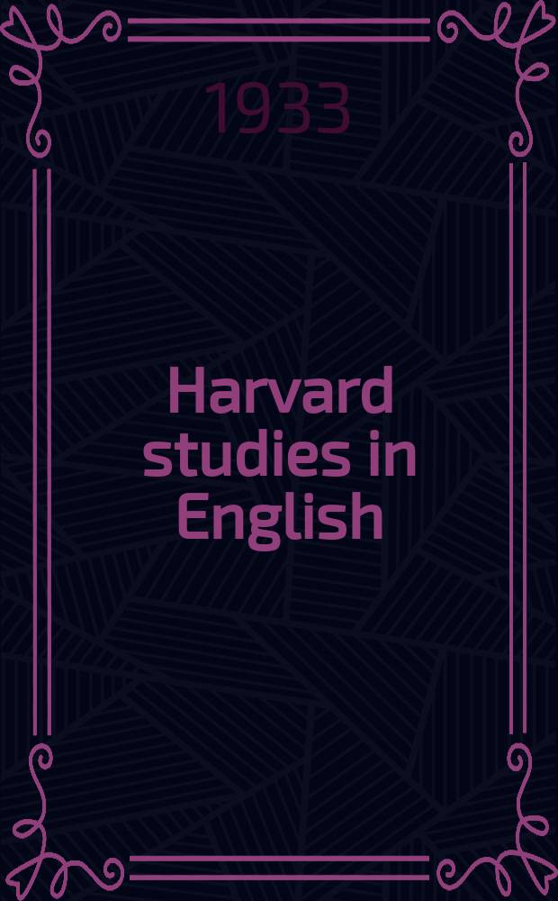 Harvard studies in English
