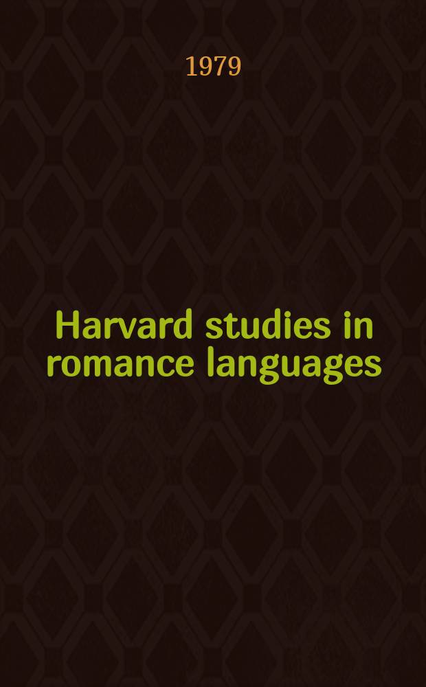 Harvard studies in romance languages : Publ. under the direction of the Dep. of French and other romance languages and literatures. 35 : Art inscribed