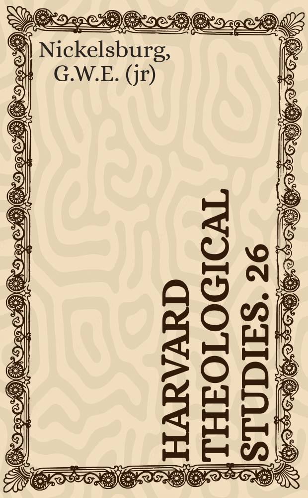 Harvard theological studies. 26 : Resurrection immortality, and eternal life