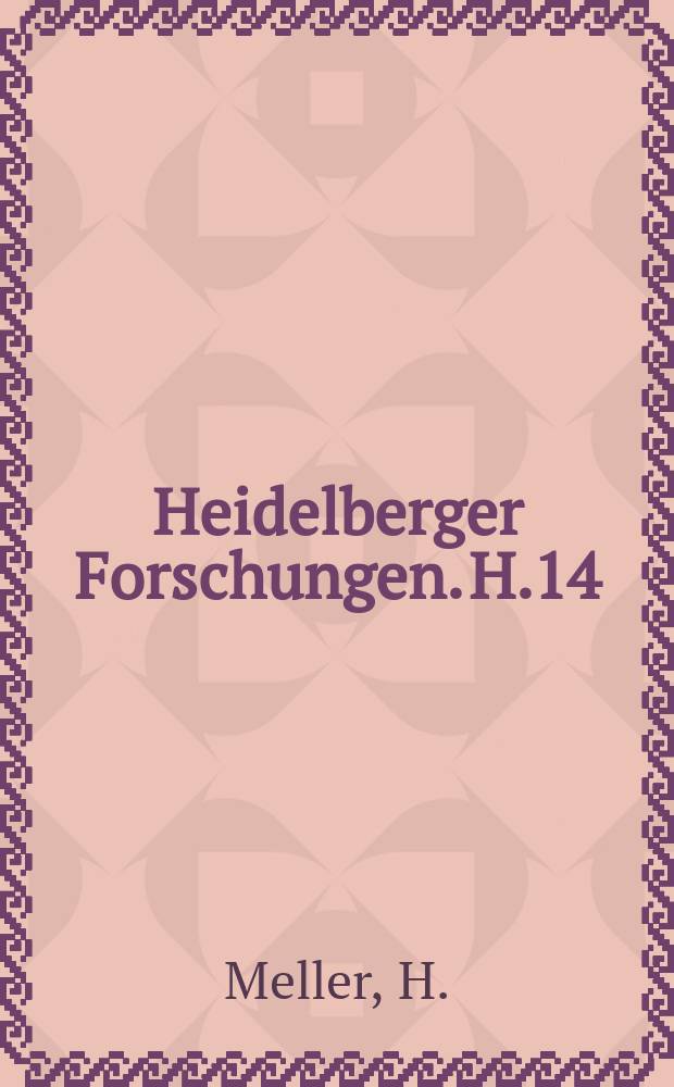Heidelberger Forschungen. H.14 : Das Gedicht als Einübung