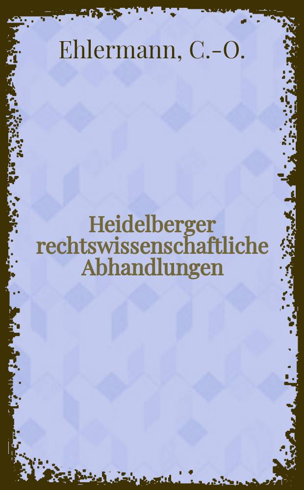 Heidelberger rechtswissenschaftliche Abhandlungen : Hrsg. von der Juristischen Fakult&auml;t der Universit&auml;t Heidelberg. Abhandlung2 : Wirtschaftslenkung und Entsch&auml;digung