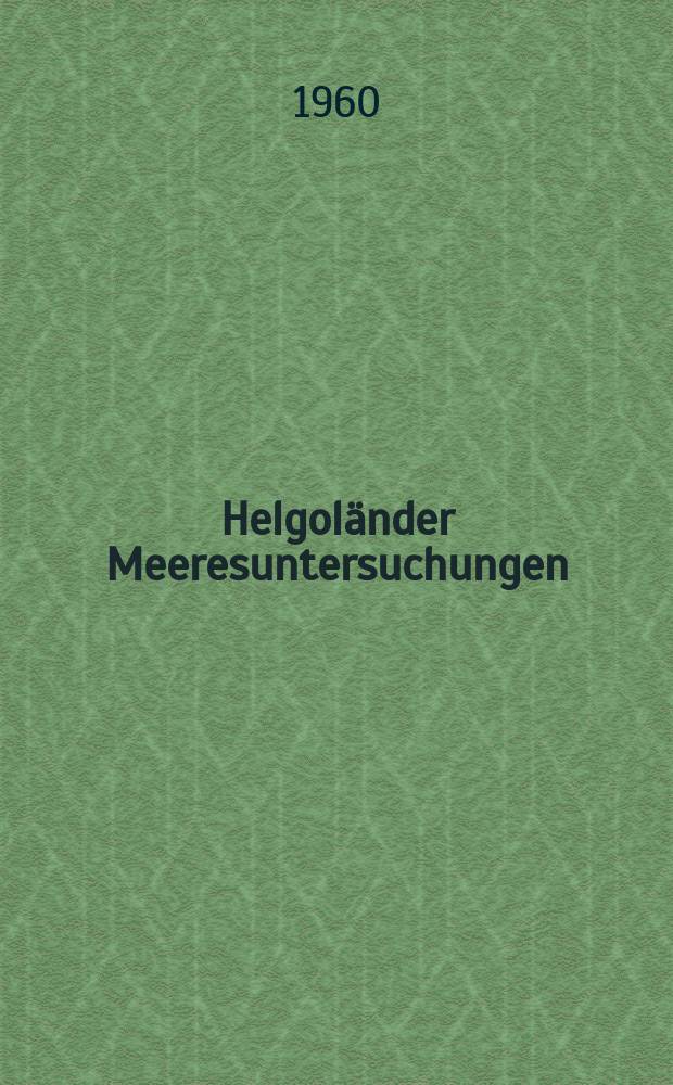 Helgoländer Meeresuntersuchungen : (Früher Helgoländer Wissenschaftliche Meeresuntersuchungen). Bd.7, H.4 : Elektrophysiologische Untersuchungen des Auges von Epagurus bernhardus L.. Von Conchocelis zu Porphyra