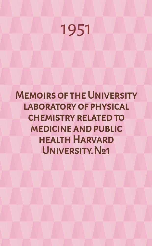 Memoirs of the University laboratory of physical chemistry related to medicine and public health Harvard University. №1 : Enzymes and enzyme systems