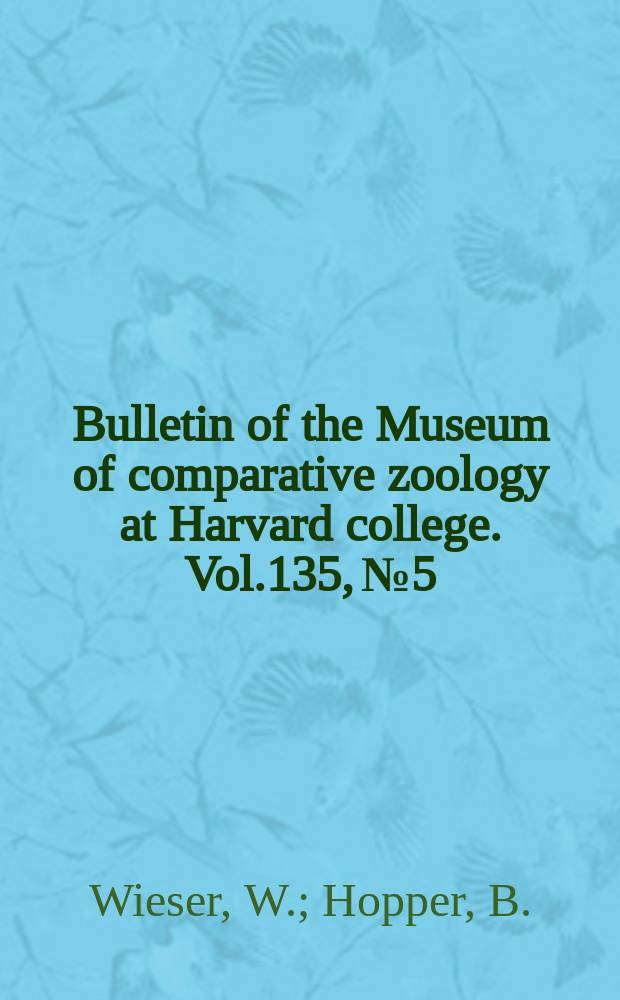 Bulletin of the Museum of comparative zoology at Harvard college. Vol.135, №5 : Marine nematodes of the east coast of North America