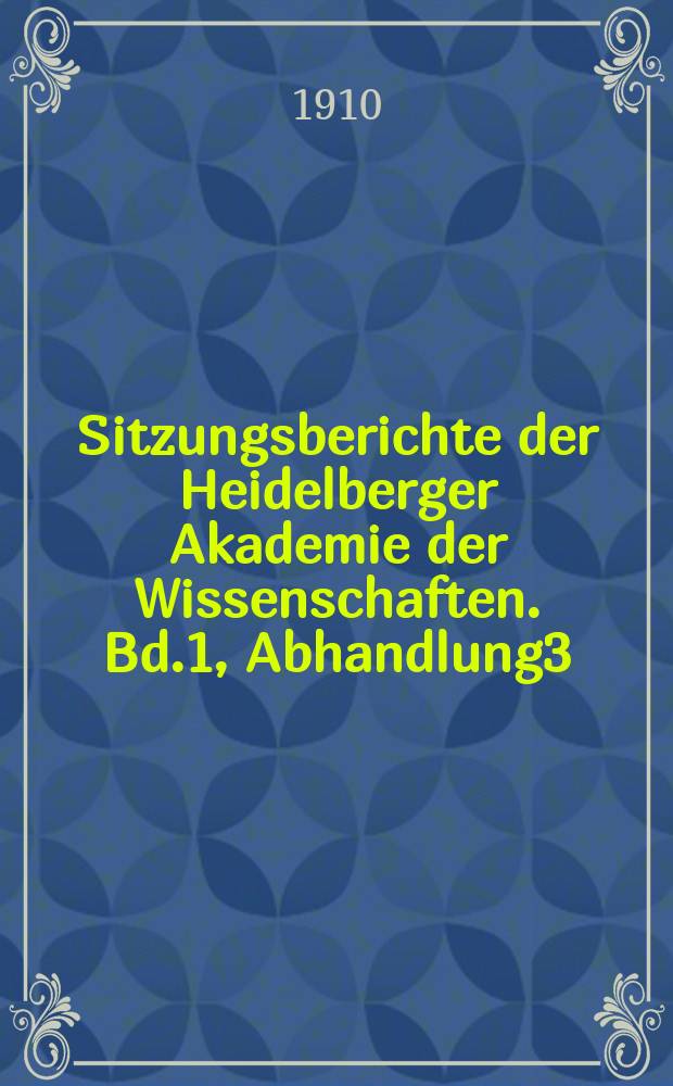 Sitzungsberichte der Heidelberger Akademie der Wissenschaften. Bd.1, Abhandlung3 : Plan für einen Index zum Theodosianus