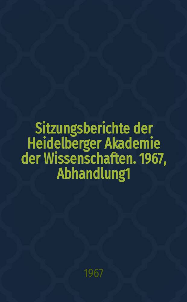 Sitzungsberichte der Heidelberger Akademie der Wissenschaften. 1967, Abhandlung1 : Kult der Winde in Athen und Kreta