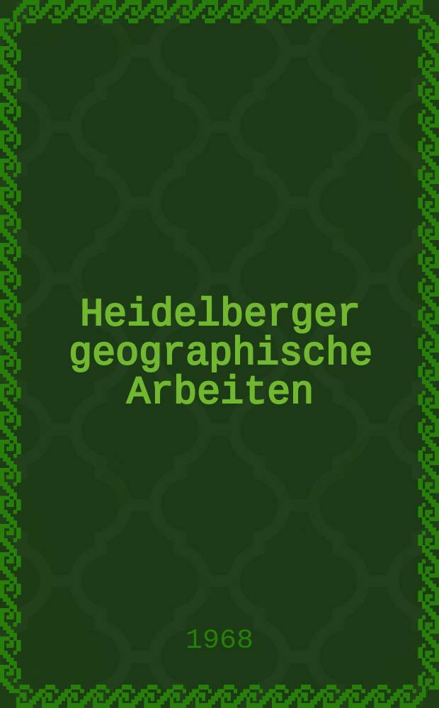 Heidelberger geographische Arbeiten : [Hrsg. von der] Geographischen Instituts der Universität Heidelberg. H. 21 : Industriegeographie des nordöstlichen Santa Catarina (Südbrasilien)