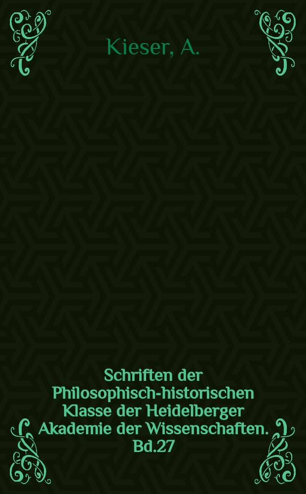 Schriften der Philosophisch-historischen Klasse der Heidelberger Akademie der Wissenschaften. Bd.27 : Wissenschaft und Beratung