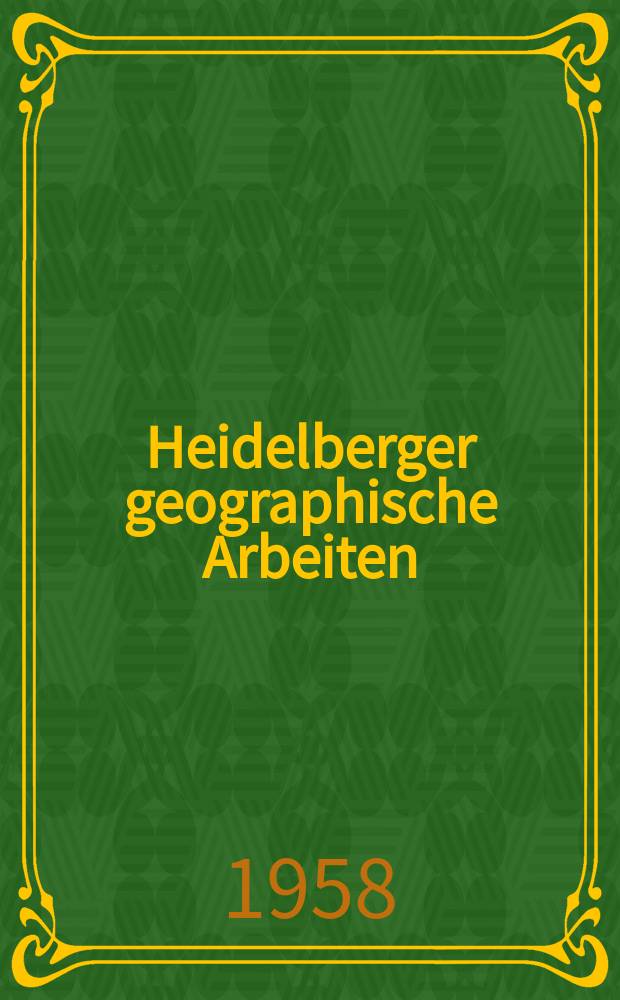 Heidelberger geographische Arbeiten : [Hrsg. von der] Geographischen Instituts der Universit&auml;t Heidelberg. H.3 : Die Land und Waldwirtschaftsformationen des Kleinen Odenwaldes