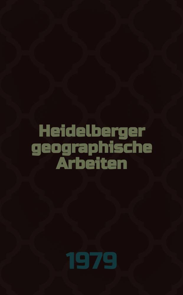 Heidelberger geographische Arbeiten : [Hrsg. von der] Geographischen Instituts der Universität Heidelberg. H.58 : Quartäre Reliefentwicklung in Südostspanien