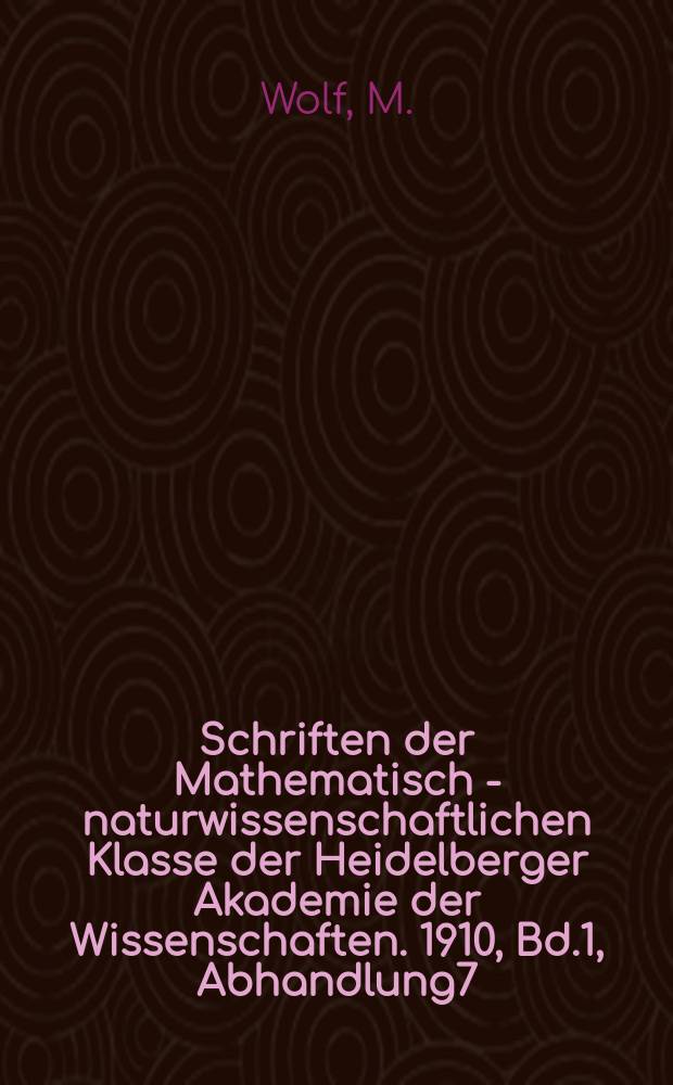 Schriften der Mathematisch - naturwissenschaftlichen Klasse der Heidelberger Akademie der Wissenschaften. 1910, Bd.1, Abhandlung7 : Das Spektrum des Harleyschen Kometen vor seiner oberen Konjunktion