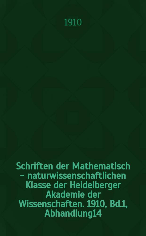 Schriften der Mathematisch - naturwissenschaftlichen Klasse der Heidelberger Akademie der Wissenschaften. 1910, Bd.1, Abhandlung14 : Über Helmholtz's Bruchstück eines Entwurfes betitelt "Naturforscher Rede"