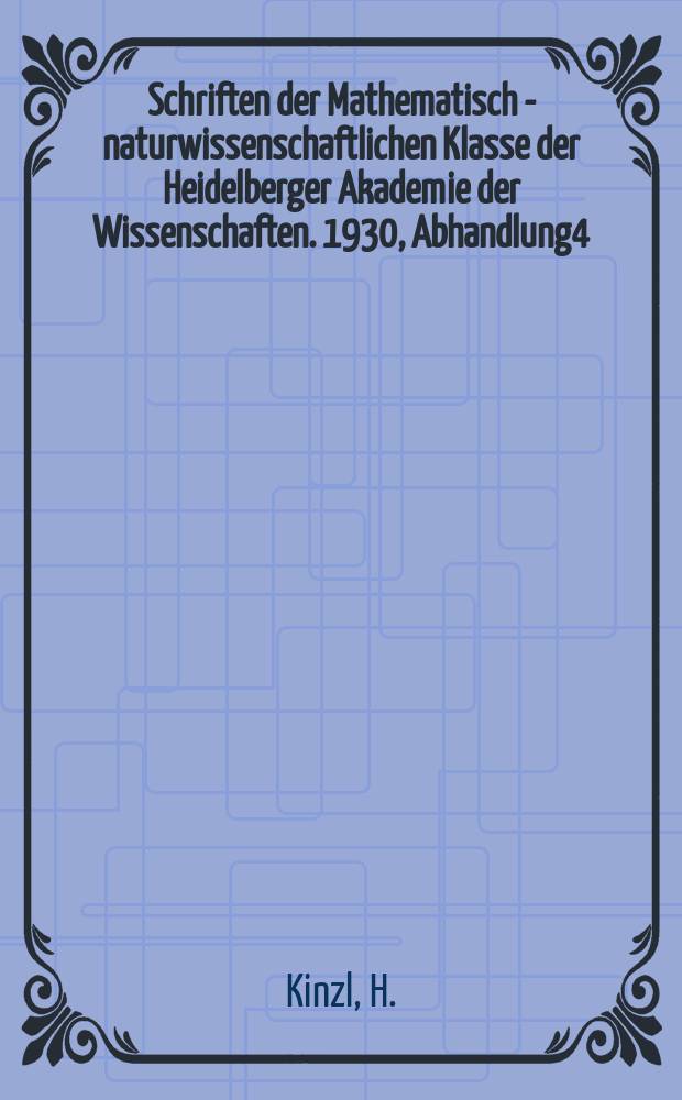 Schriften der Mathematisch - naturwissenschaftlichen Klasse der Heidelberger Akademie der Wissenschaften. 1930, Abhandlung4 : Flußgeschichtliche und geomorphologische Untersuchungen über die Feldaistsenre im oberösterreichischen Mühlviertel und die angrenzenden Teile Südböhmens