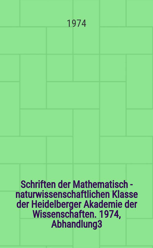 Schriften der Mathematisch - naturwissenschaftlichen Klasse der Heidelberger Akademie der Wissenschaften. 1974, Abhandlung3 : Biosynthese und Alterung von Kollagen