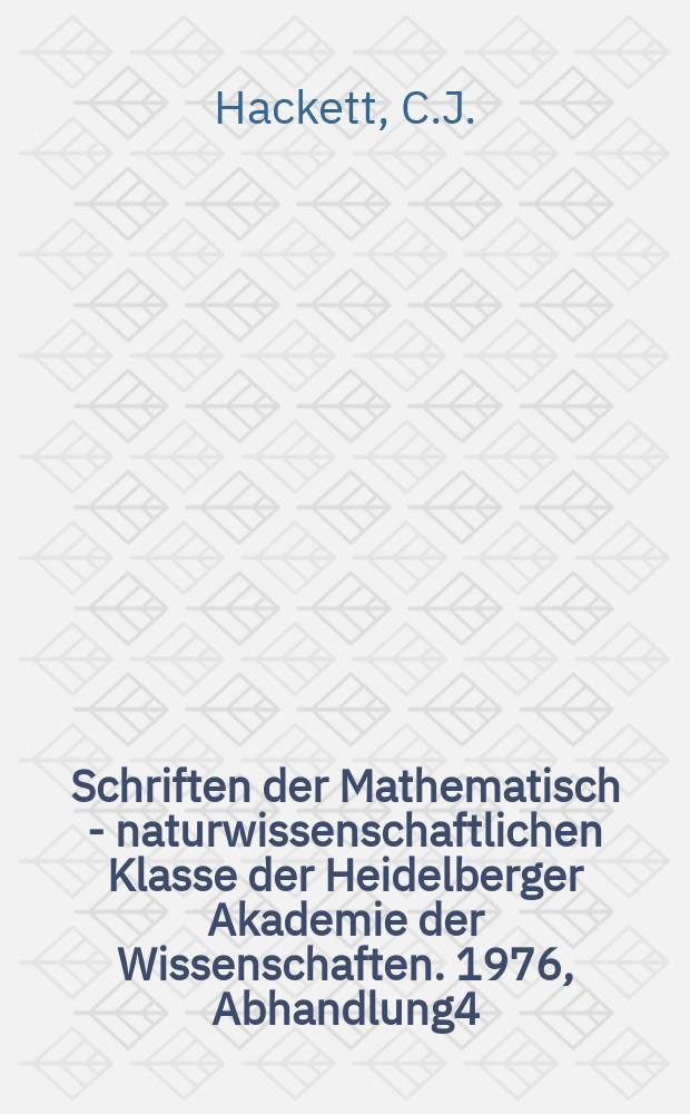 Schriften der Mathematisch - naturwissenschaftlichen Klasse der Heidelberger Akademie der Wissenschaften. 1976, Abhandlung4 : Diagnostic criteria of syphilis, yaws and ...