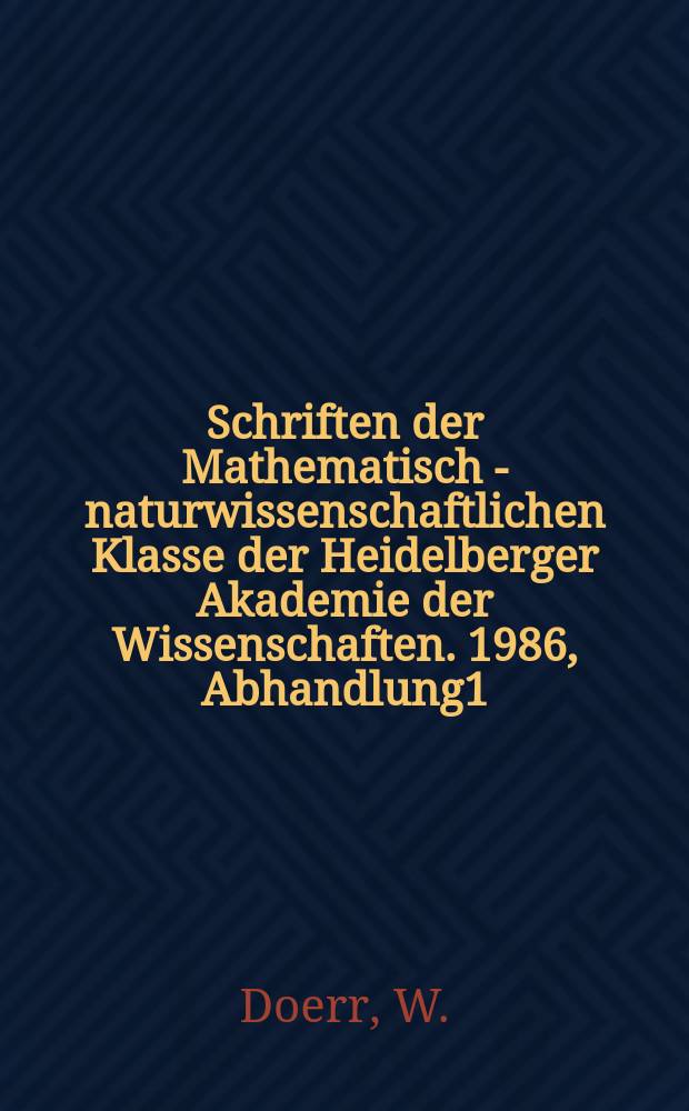 Schriften der Mathematisch - naturwissenschaftlichen Klasse der Heidelberger Akademie der Wissenschaften. 1986, Abhandlung1 : Hat das Menschengeschlecht eine biologische Zukunft?