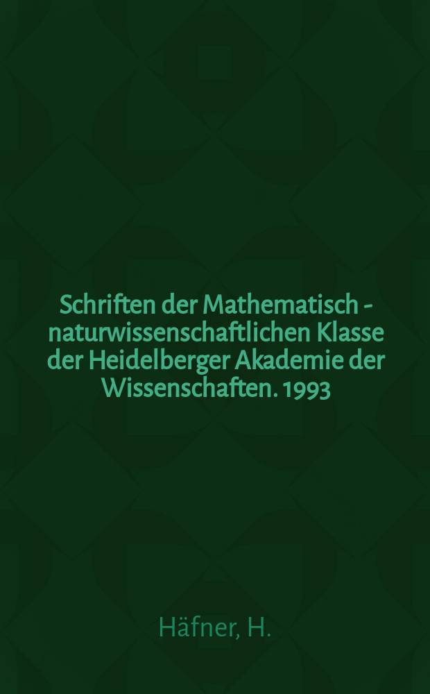 Schriften der Mathematisch - naturwissenschaftlichen Klasse der Heidelberger Akademie der Wissenschaften. 1993/1994, Abhandlung1 : Weshalb erkranken Frauen später ...