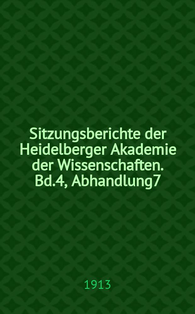 Sitzungsberichte der Heidelberger Akademie der Wissenschaften. Bd.4, Abhandlung7 : Die Reservearmee des Kapitals