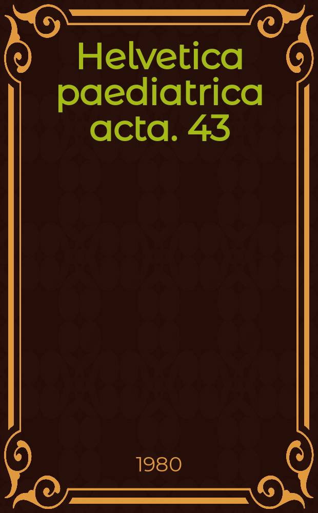 Helvetica paediatrica acta. 43 : Évaluation de l'exposition au plomb d'une population enfantine de Lausanne
