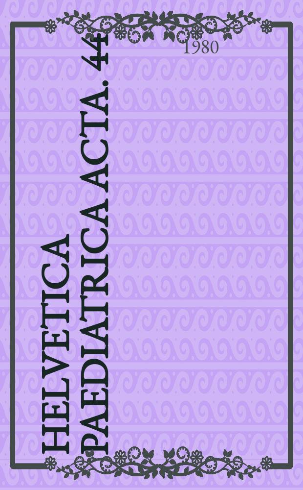 Helvetica paediatrica acta. 44 : Entérites à rotavirus chez l'enfant