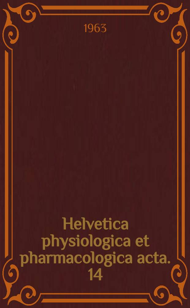 Helvetica physiologica et pharmacologica acta. 14 : Untersuchungen über den Elektrolyt-und Wasserhaushalt von Meriones Shawii Shawii (Duvernoy)
