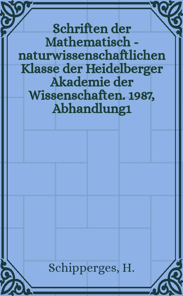 Schriften der Mathematisch - naturwissenschaftlichen Klasse der Heidelberger Akademie der Wissenschaften. 1987, Abhandlung1 : Eine "Summa medicinae" bei Avicenna