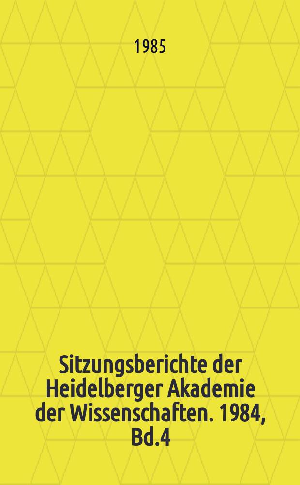 Sitzungsberichte der Heidelberger Akademie der Wissenschaften. 1984, Bd.4 : Die Wirkung Stefan Georges auf die Wissenschaft