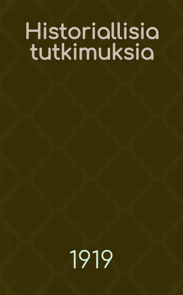 Historiallisia tutkimuksia : julkaissut Suomen historiallinen seura. 2[1] : Suomen puolustuskysymys ison-ja pikkuvihan välisenä aikana 1721-1741
