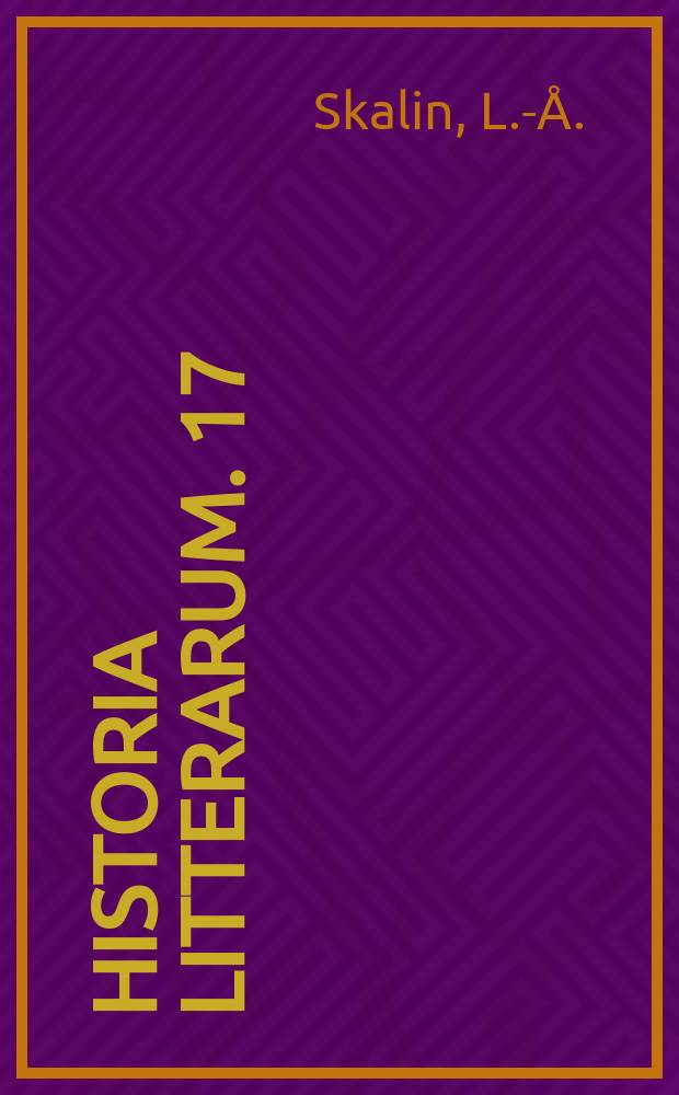 Historia litterarum. 17 : Karaktär och perspektiv