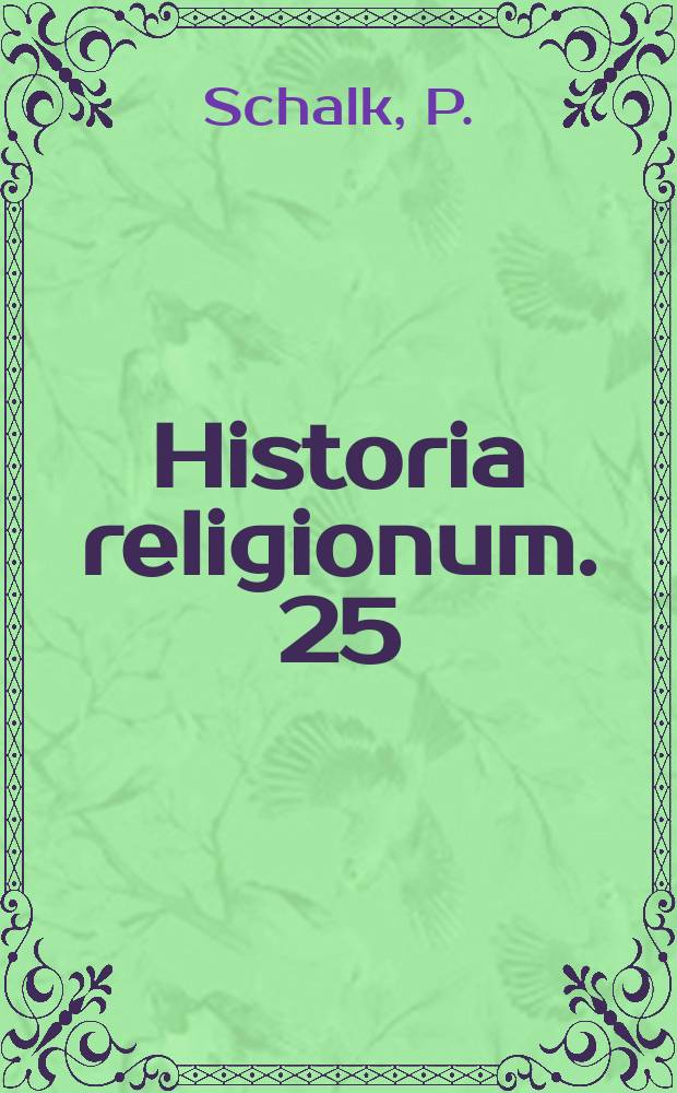Historia religionum. 25 : ... An assessment...