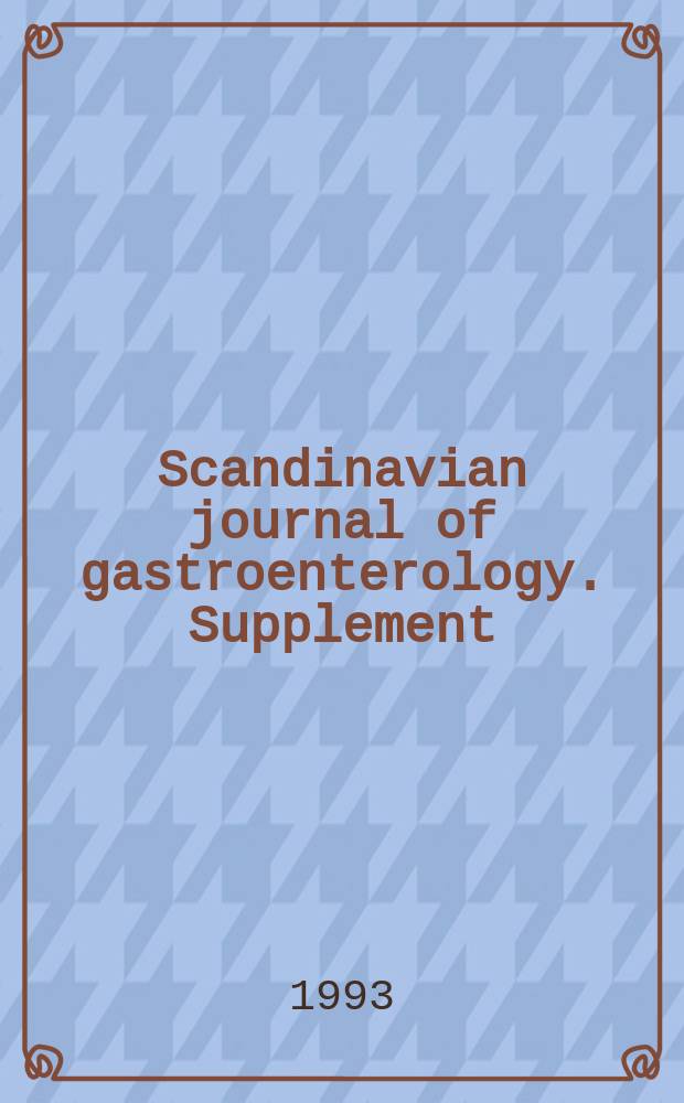 Scandinavian journal of gastroenterology. Supplement
