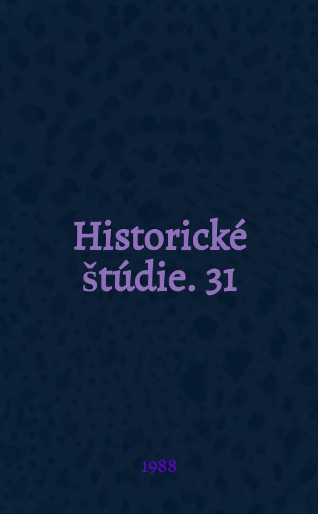 Historické štúdie. [31] : Socializácia živností na Slovensku