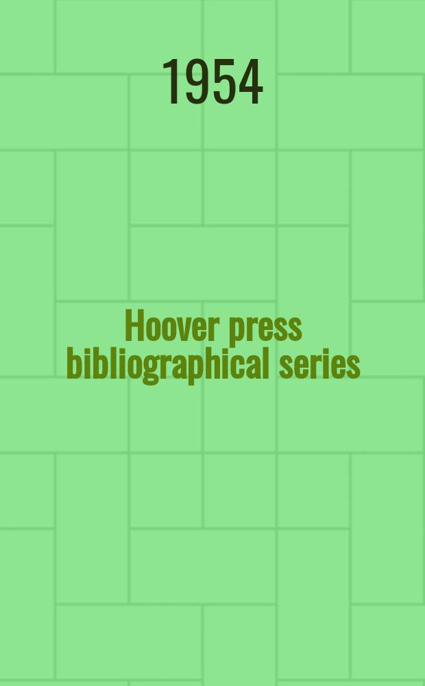 Hoover press bibliographical series