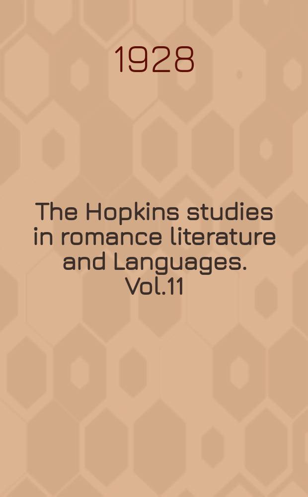 The Hopkins studies in romance literature and Languages. Vol.11 : Chateaubriand and Homer