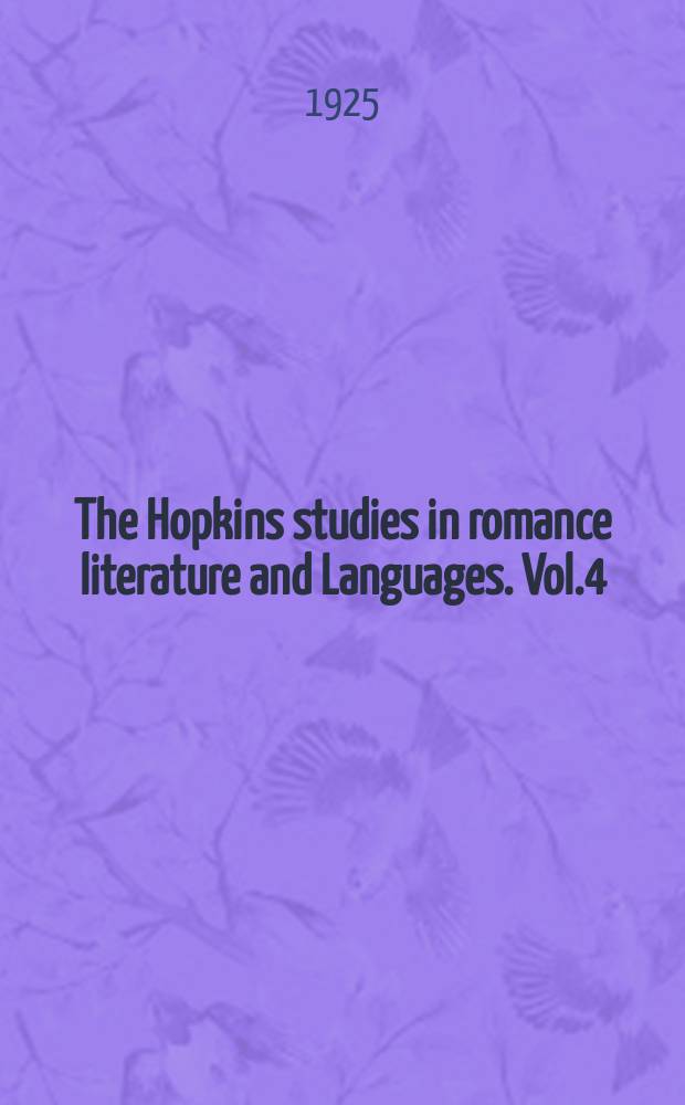 The Hopkins studies in romance literature and Languages. Vol.4 : Chateaubriand and English literature