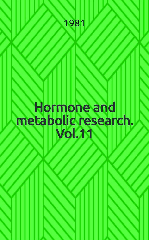 Hormone and metabolic research. Vol.11 : Pathogenetic concepts of diabetic microangiopathy