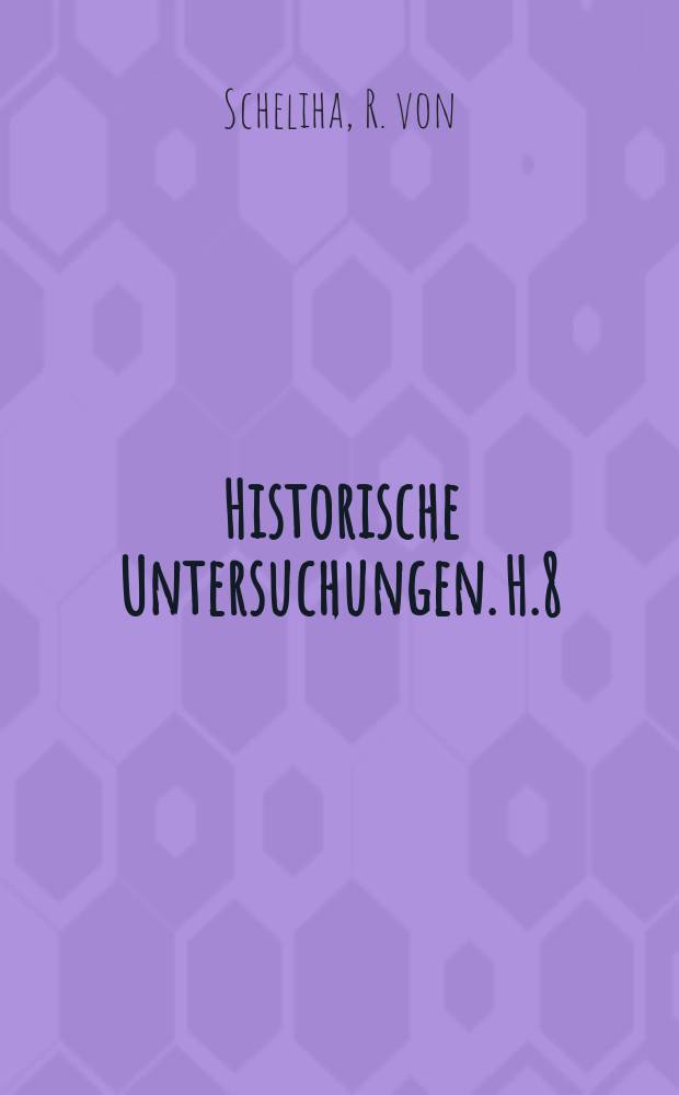 Historische Untersuchungen. H.8 : Die Wassergrenze im Altertum